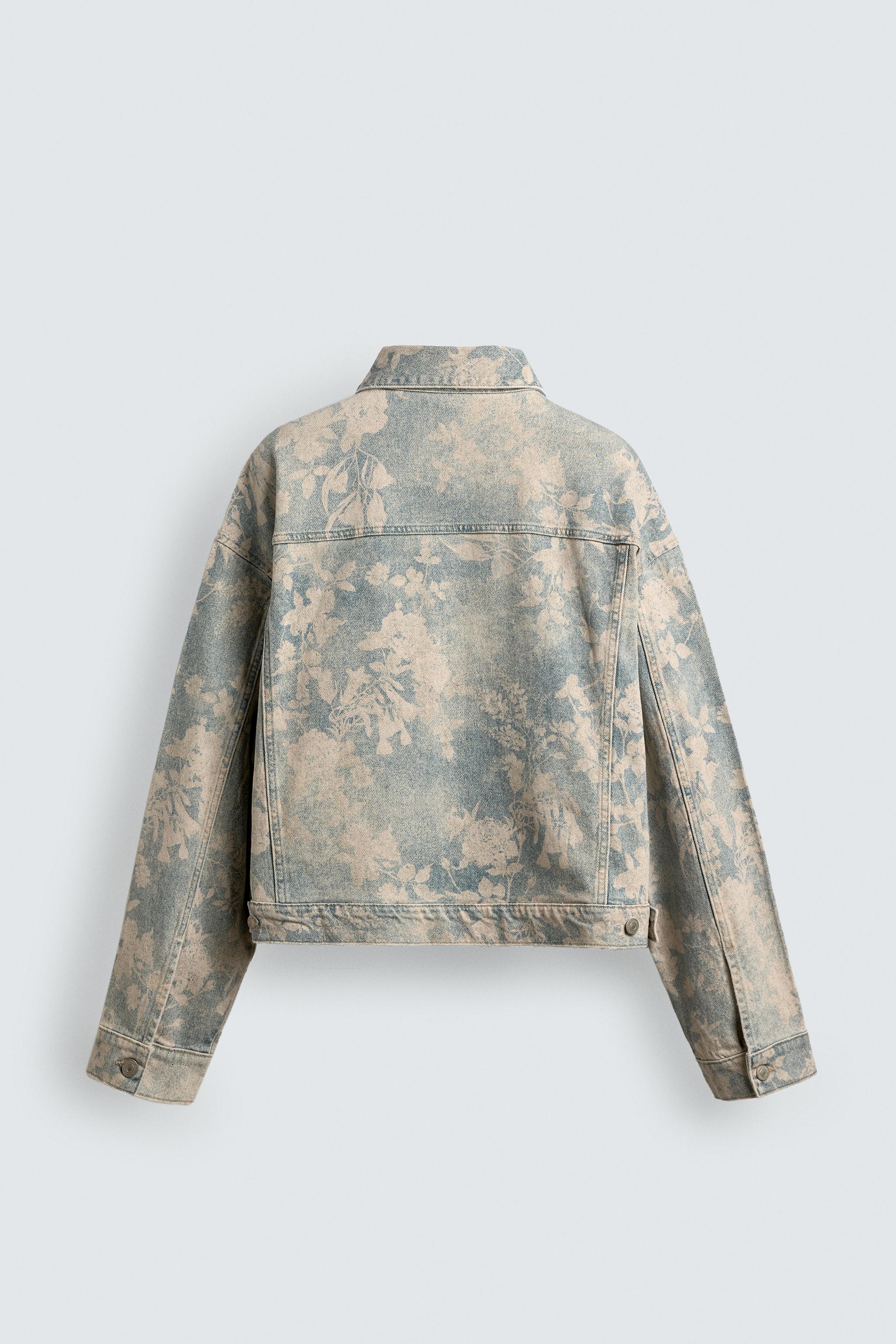 BLOUSON COURT EN DENIM À IMPRIMÉ FLORAL